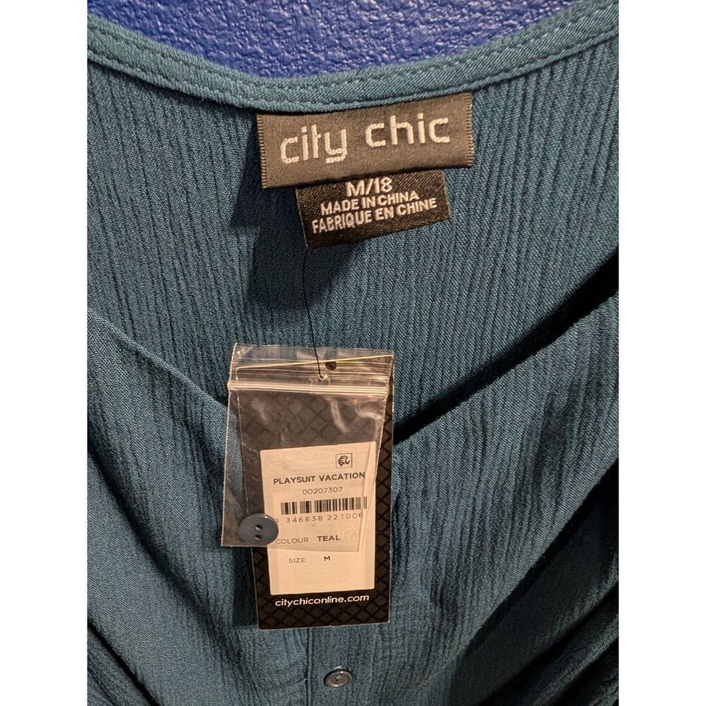 City Chic Playsuit Vacation Teal Romper Plus 18 1XL Boho Festival Pockets NWT - Picture 5 of 13